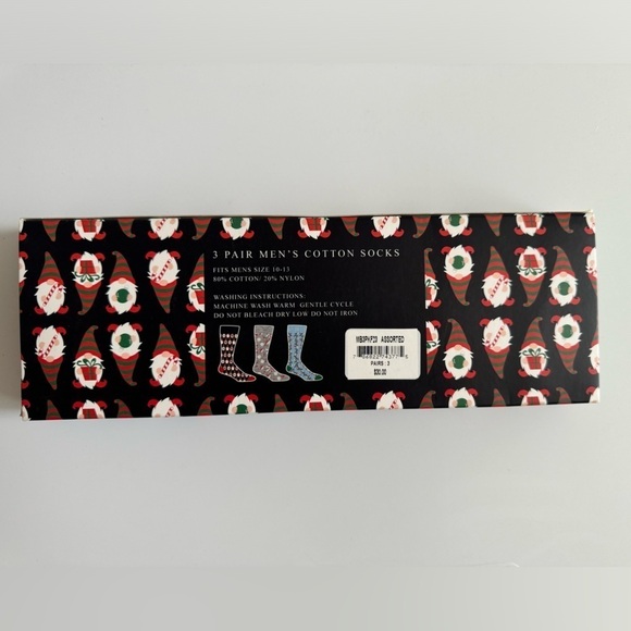 NIB Bloomingdale's Gnome, Snowflake and Christmas Lights 3 Crew Socks Mens 10-13 - Picture 6 of 6